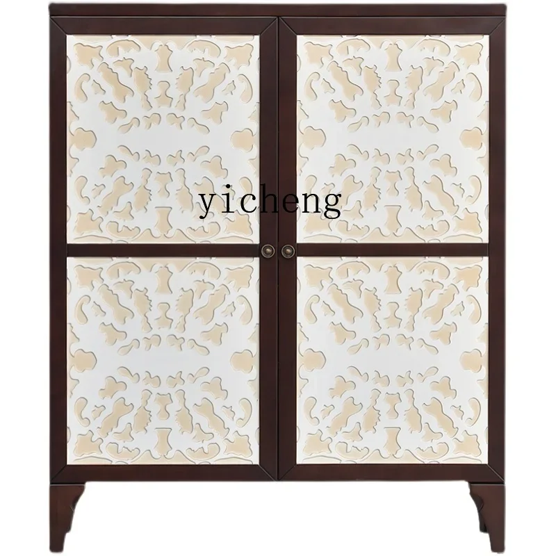 

TQH American Light Luxury Furniture Foyer All Solid Wood Entrance Art Storage Double Door Locker