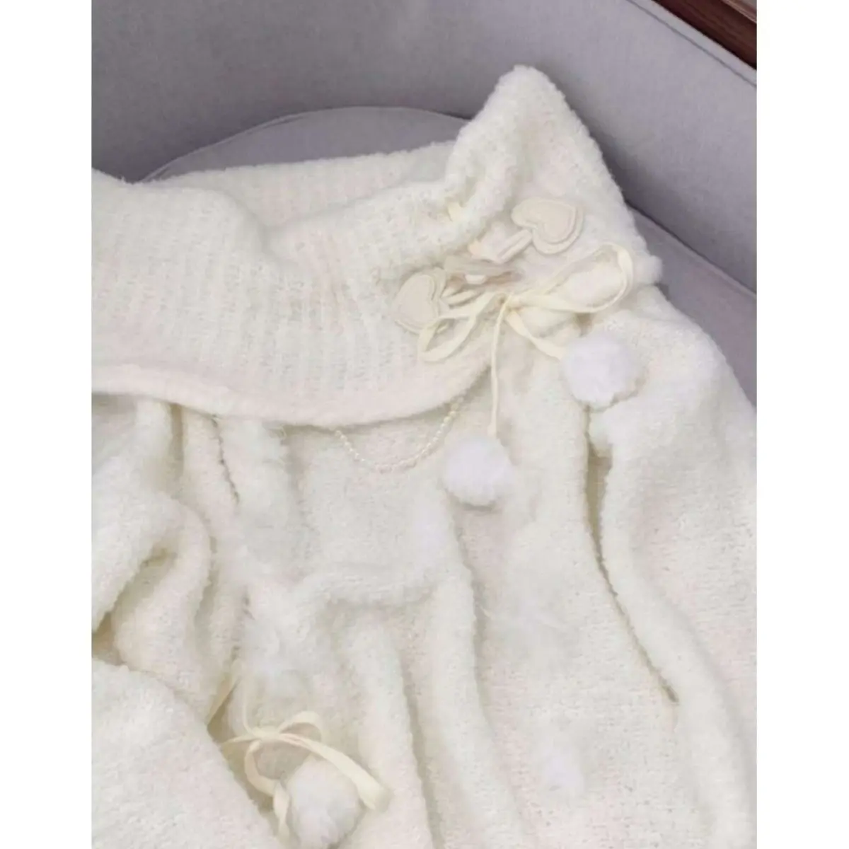 Jersey de punto con lazo fino coreano Y2K para mujer, suéter holgado japonés de encaje dulce para oficina, trajes Y2k de gran tamaño para otoño e invierno