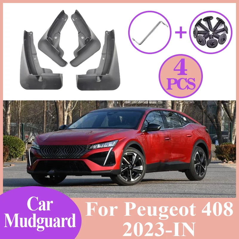 

ABS Car Mud Flaps Front Rear Fender Wheel Cover Guard Mudguard Splash Guard MudFlaps Auto Accessories For Peugeot 408 2023-IN