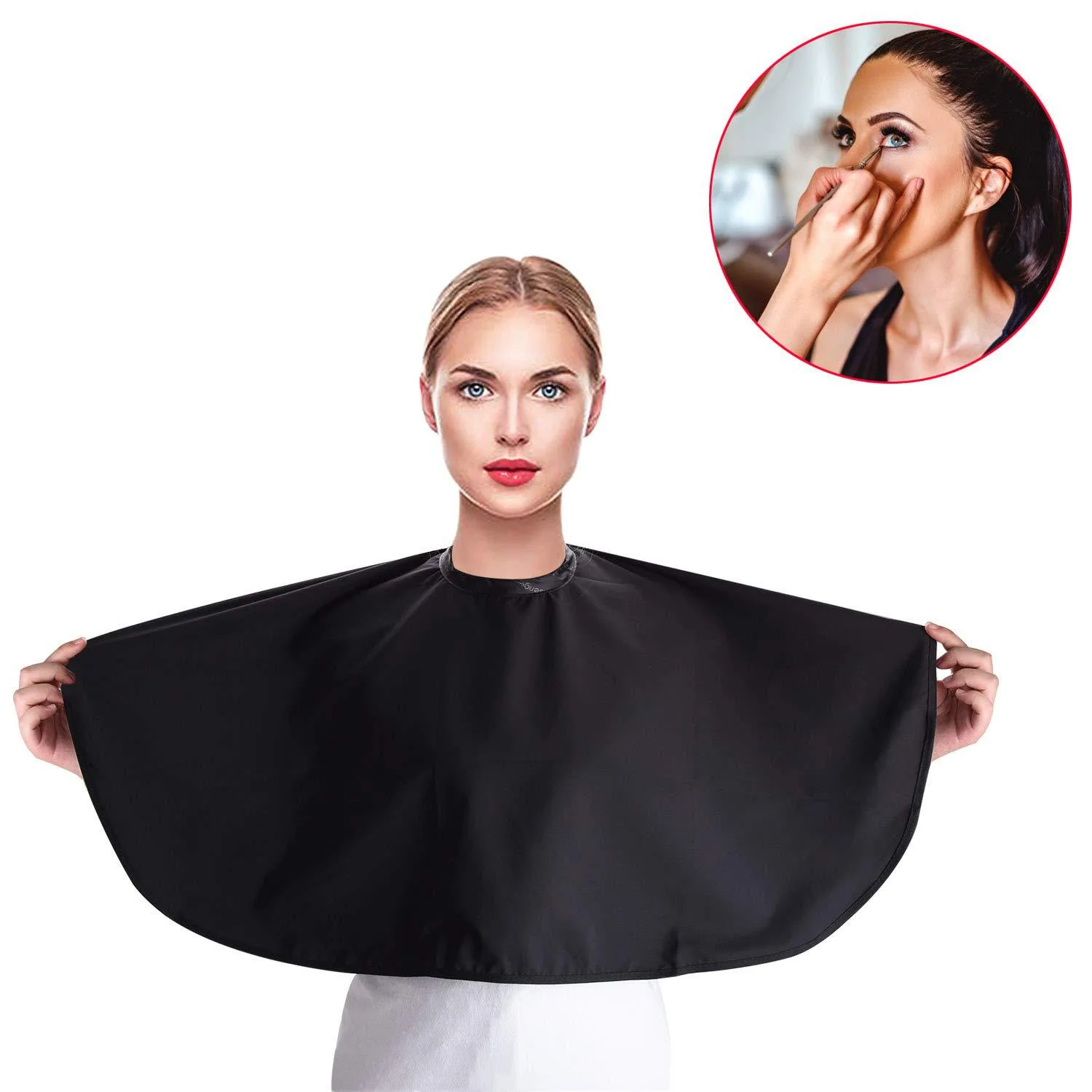Hair Dye Tools Short Square Black Waterproof Hairdressing Salon Barber Hair Cutting Cape C