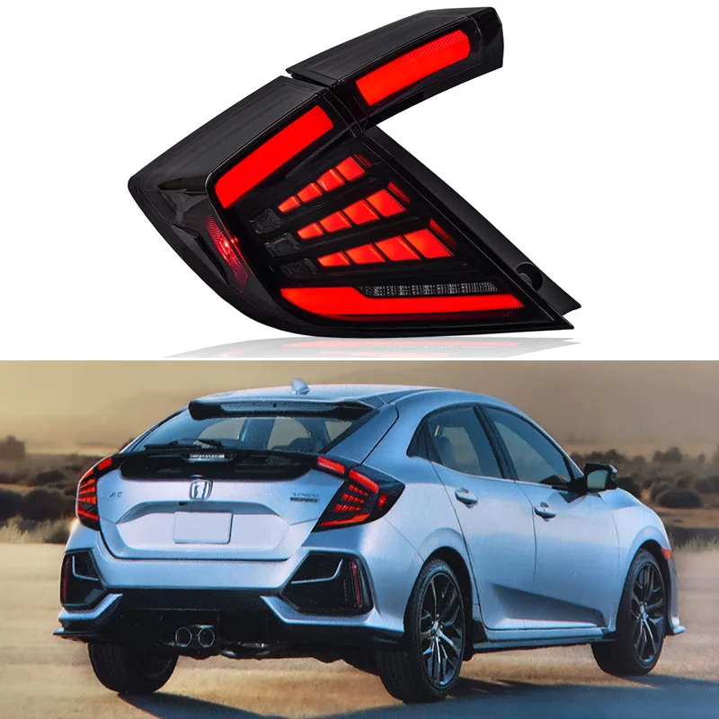 

Автомобильный светодиодный задний фонарь для Honda Civic Hatchback 2016-2020, задний фонарь, стоп-сигнал, задний фонарь, динамический сигнал поворота, задние фонари