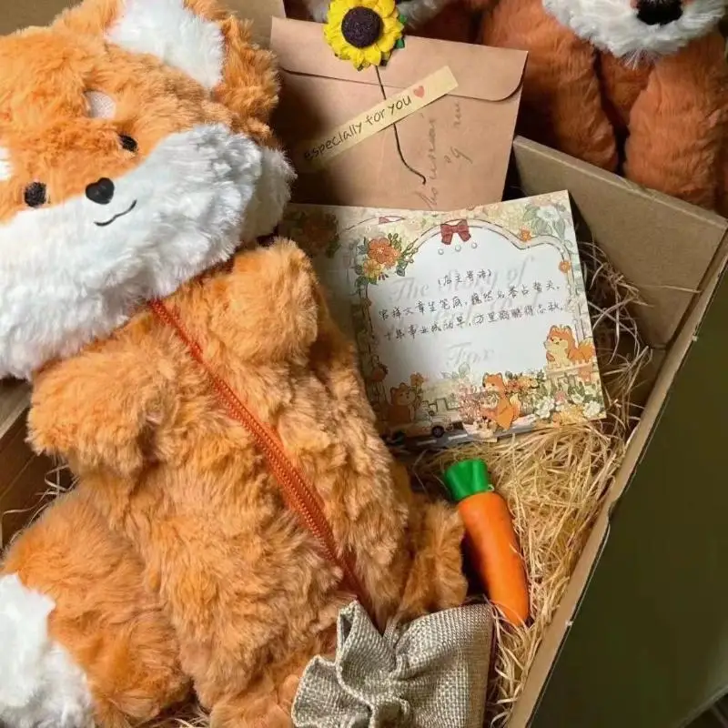 Niedliche, flauschige Fuchsförmige Stiftetasche, großes Fassungsvermögen, Cartoon-Schreibtisch-Organizer, leichte Reise-Make-up-Aufbewahrungstasche, für Schüler und Lehrer – Detail 4