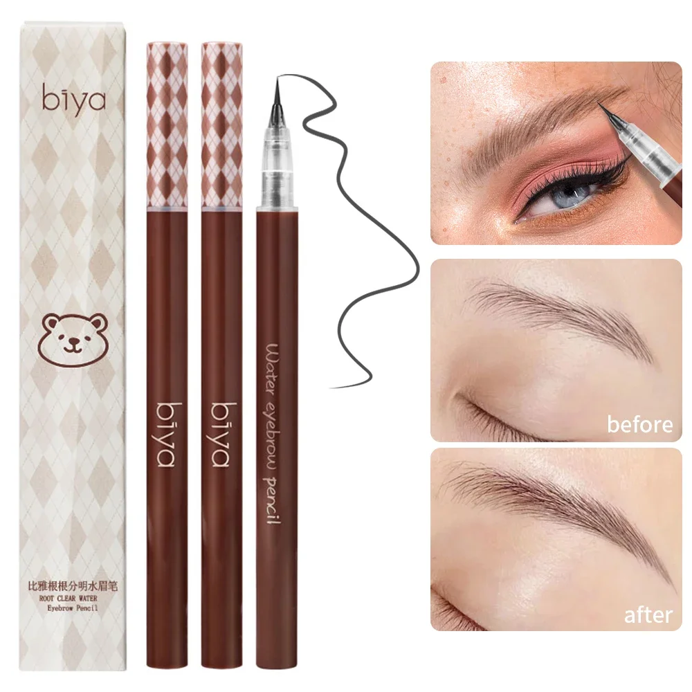 Matita per sopracciglia ultra fine da 0,01 mm Impermeabile a lunga durata No Blooming Eyeliner Sdraiato Penna per baco da seta Strumenti per il