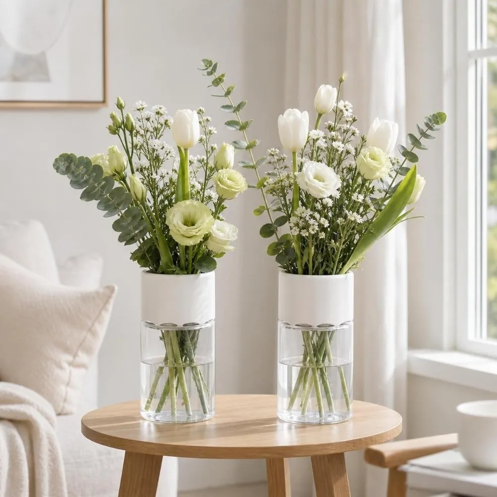 2pcs Plastic Hydroponic Flower Pot Simple Transparent Clear Plant Vase Flower Holder Minimalist Soilless Cultivation Pot