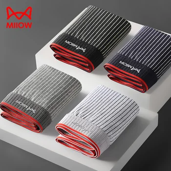 MiiOW กางเกงในบ็อกเซอร์สำหรับผู้ชาย, ผ้าฝ้ายออร์แกนิก3/4ชิ้นกางเกงบ็อกเซอร์กางเกงในลายทางกางเกงบ็อกเซอร์ขาสั้นไร้รอยต่อ5XL