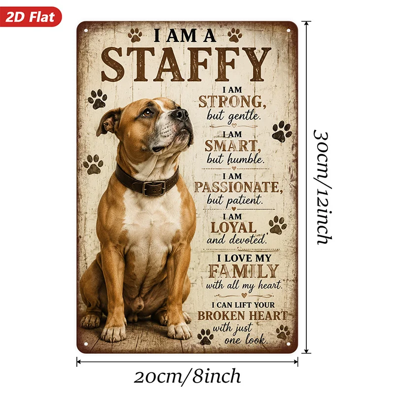 Staffordshire Bull Terrier Art, Metal Sign Wall Art,Inspirational Quote 