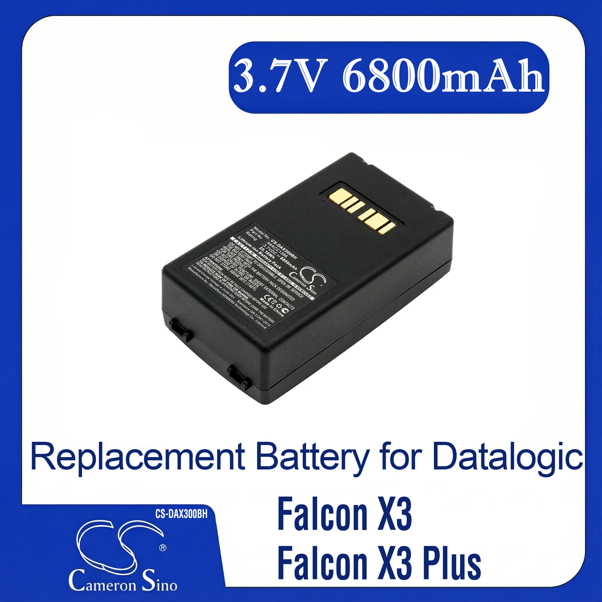 

Cameron Sino Replacement Battery for Datalogic Falcon X3, Falcon X3 Plus, Falcon X3+, Falcon X4, Fits P/N 4ACC0046,94ACC1386,BT