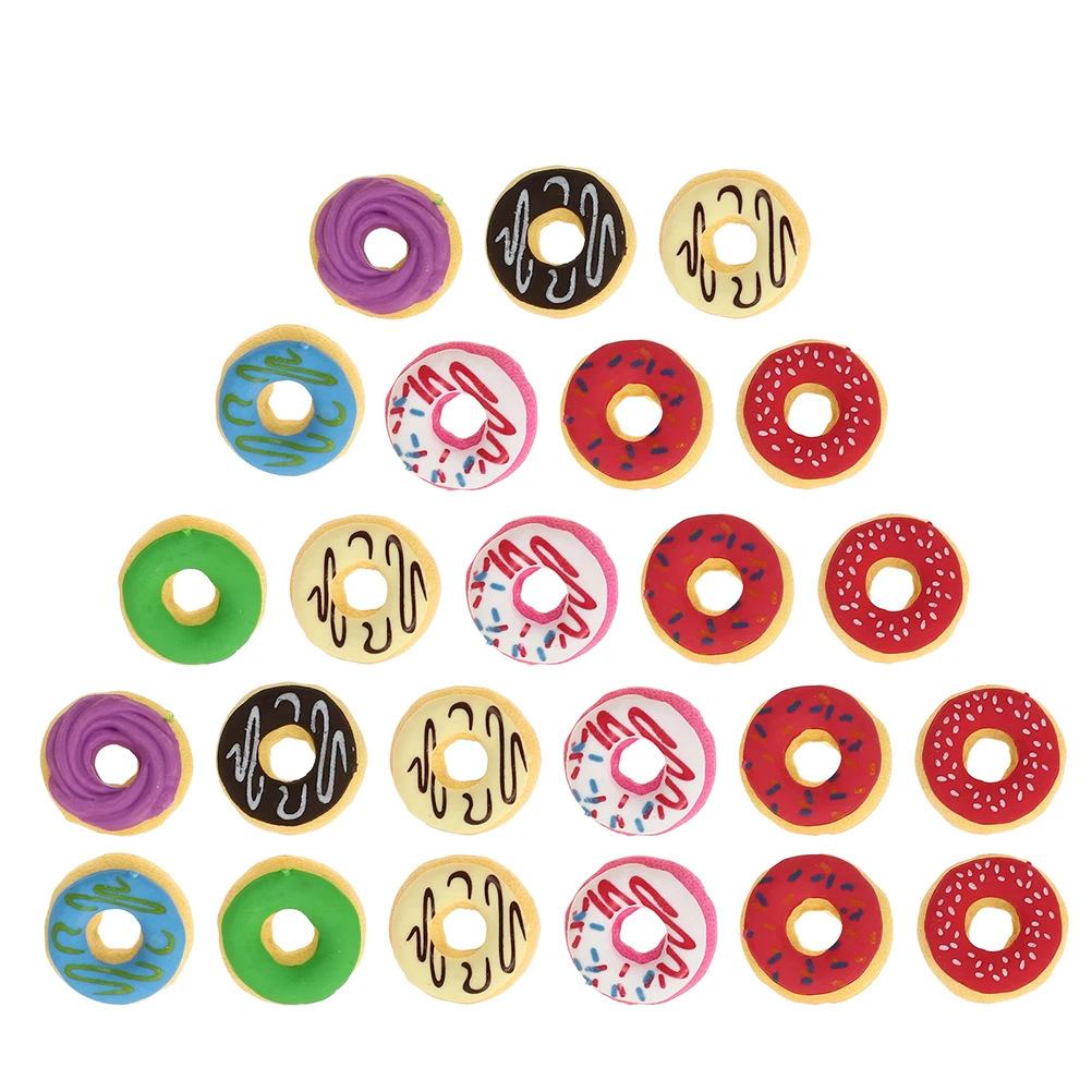 24 Pcs Donut Shaped Erasers Mini Rubber Student Supplies Cute Kids Toy Plastic School Accessories Bulk Pencil Eraser Cartoon