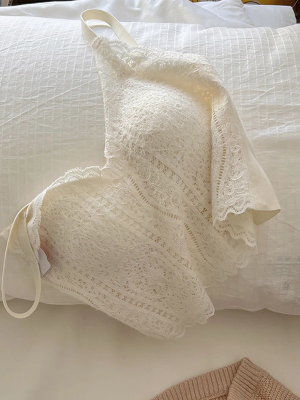 Spitze Strap Weste frauen Innen Tragen Oberbekleidung Inteated Pad Basis irt Sexy Hohl Stickerei Gürtel Slim Fit ort Länge