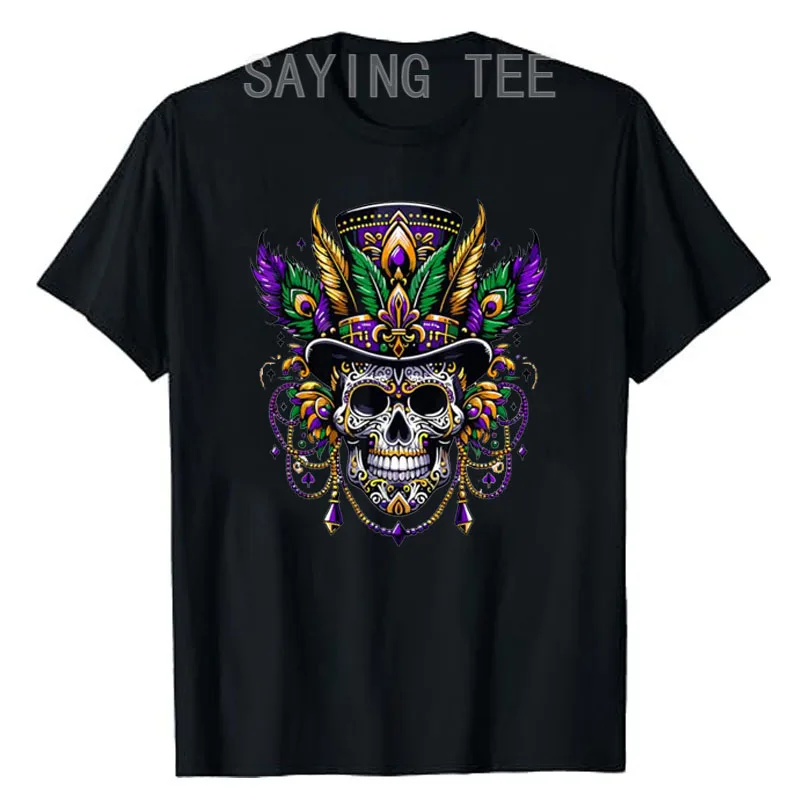 

Mardi Gras Skull Top Hat New Orleans Witch Doctor Voodoo T-Shirt Family Matching Party Clothes Novelty Gift Short Sleeve Blouses