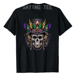 Mardi Gras Skull Top Hat New Orleans Witch Doctor Voodoo T-Shirt Family Matching Party Clothes Novelty Gift Short Sleeve Blouses