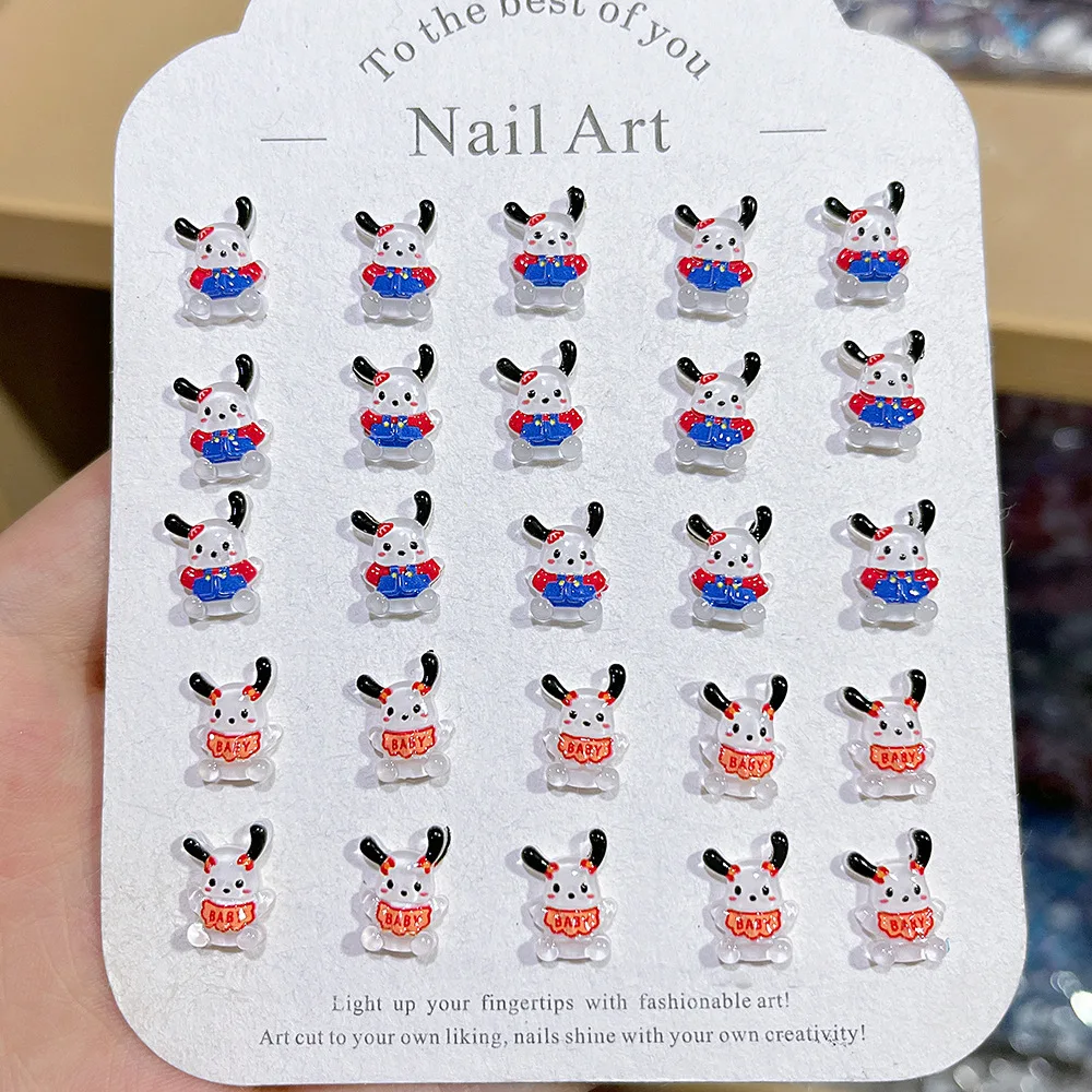 100個/パック キュートなポチャッコ樹脂ネイルチャーム - 3D漫画ネイルアート、愛らしいプレスオンネイルデコレーション、DIYカワイイマニキュア用