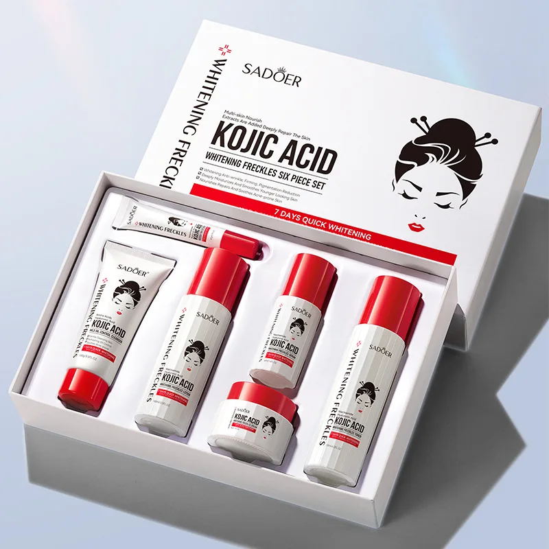 

For Women with Dark Spots and Dull Skin Kojic Acid 6 - piece Skincare Set for Whitening and Brightening