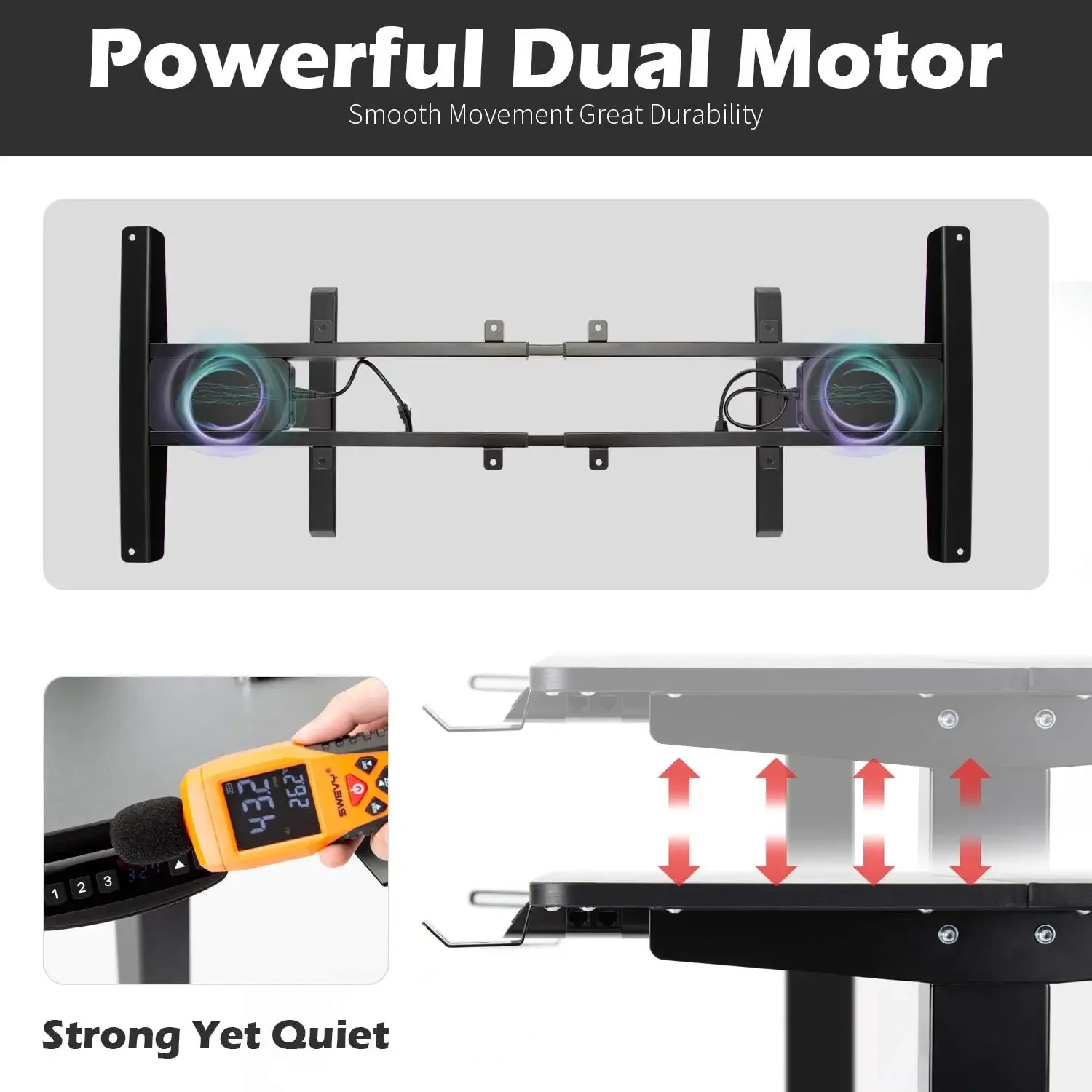 Duty Dual Motor In Hoogte Verstelbare Staande Bureau Elektrische Dual Motor Home Office Stand Up Computer Werkstation, Snelle Verzending