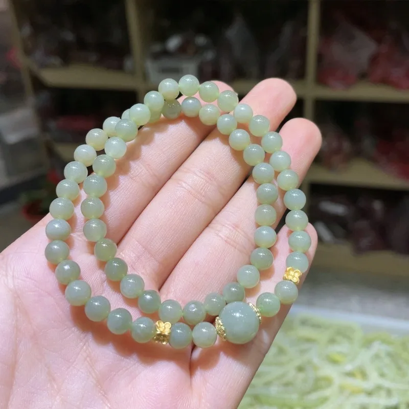 

Natural Hetian Jade Double Circle Bracelet Women's Light Luxury Niche Versatile