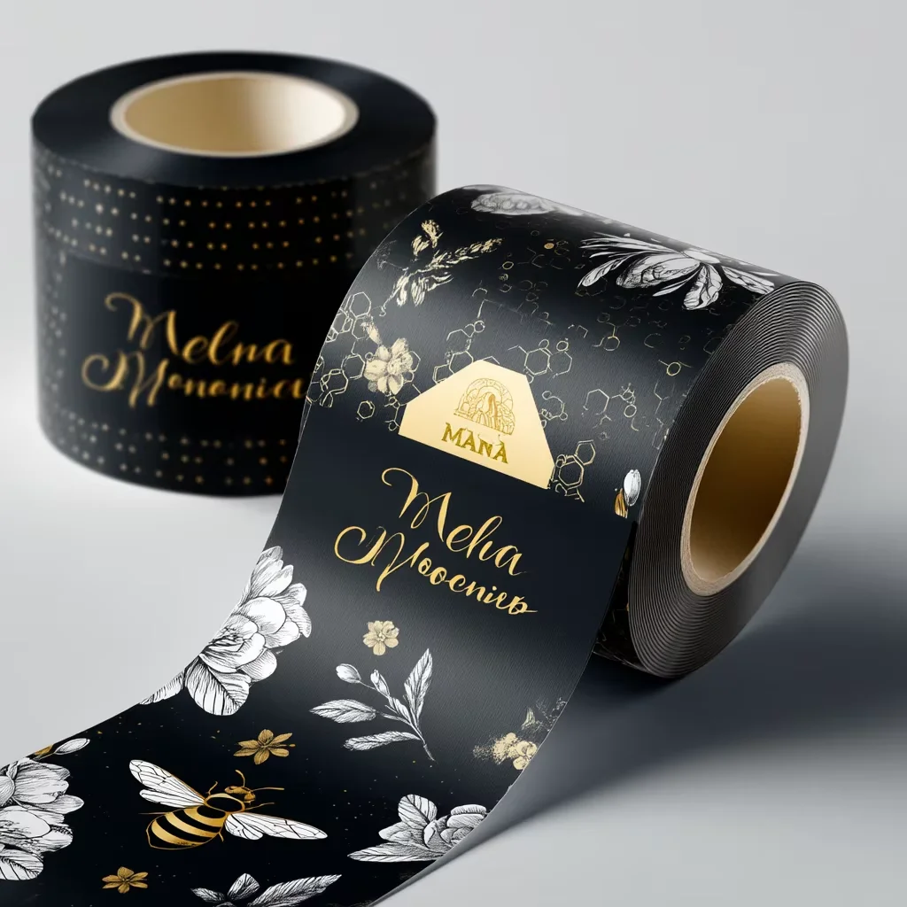 1000pcs Luxury Gold Foil Vinyl Label｜Custom Self-Adhesive Roll Stickers｜UV Printed Embossed Logo Packaging Labels