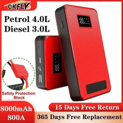 GKFLY Car Jump Starter 800A Battery Charger 8000mAh Emergency Power Bank Booster with LED Starting Device 1 year warranty