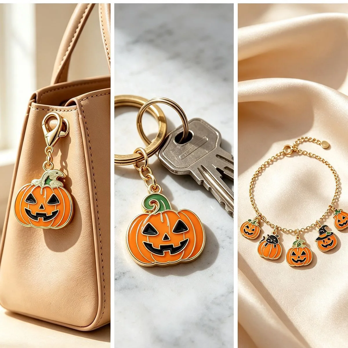 Halloween-Kürbis-Geist-Katzen-Anhänger mit Karabinerverschluss, Legierungs-Emaille-Taschenornament, Unisex-Rucksack-Accessoire, Partygeschenk – Detail 3