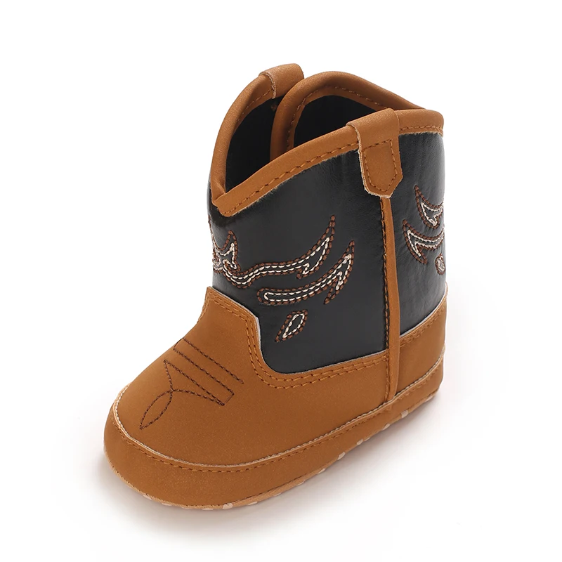 Modische neue 0-18M Baby-Stiefel aus PU-Leder mit Print, hohe Lederstiefel mit weicher Sohle für Kleinkinder zum Laufenlernen. – Detail 7