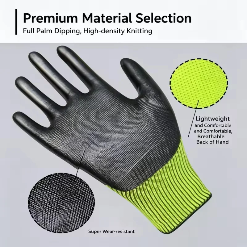 N618 Nylon Nitrile Dipped Work Gloves Oil Resistant Wear Resistant for Construction Auto Repair Factory