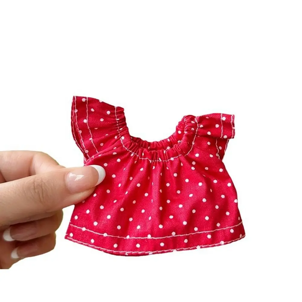 Hochwertige Modepuppen-Jeans-Kleider, Multistyles, Freizeitkleidung, gepunktete bedruckte Kleider, Kinderspielzeug für 10-cm-Baumwollpuppen