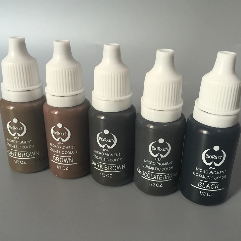 5Ps 15ml Microblading Liquid Tattoo Ink Pigment High Quality Semi Permanent Lips Eyebrow Eyeliner Pigment Beauty Makeup Supplies