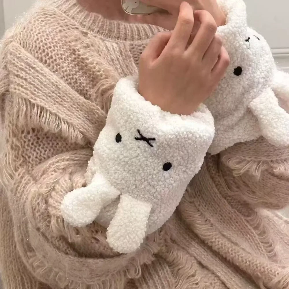 漫画ミッフィーウサギの袖カールした白いダウンジャケットの袖プロテクター仕事や勉強用暖かい袖絶妙でファッショナブルです