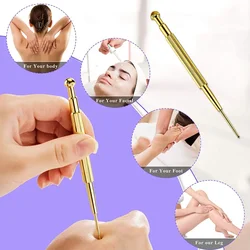 1X Massage Tool Stainless Steel Retractable Acupuncture Pen Double Headed Spring Ear Care Tool Point Probe Pen Massager for Face