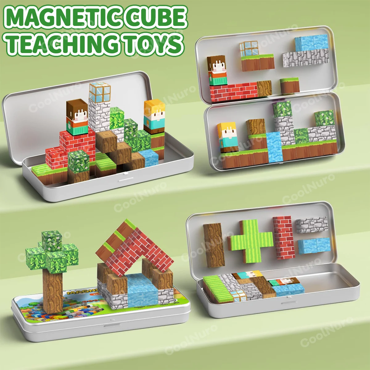 Magnetyczne Klocki Konstrukcyjne Primitiwny Las Świat, Klocki Edukacyjne TEM, Zabawki Prezentowe, Zabawne Zabawki Antystresowe dla Dzieci 3+