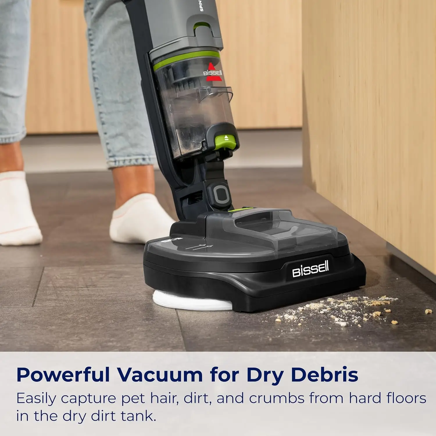 Vac Cordless, Hard Floor Spin Mop + Vacuum, Lay-Flat, Multi-Use Cleaning, Hard Floor Sanitize Formula Included