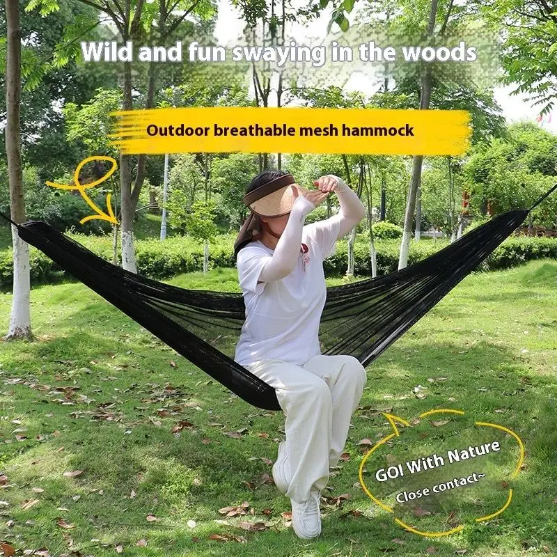 

Outdoor Camping Swing Hammock Sturdy Portable Breathable Mesh Ice Silk Hammock Bed Hang Cooling Hammock For Garden
