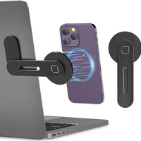 Adjustable Laptop Stand, Magnetic Phone Holder, Aluminum Slim Computer Monitor Side Mount Clip for All Phones