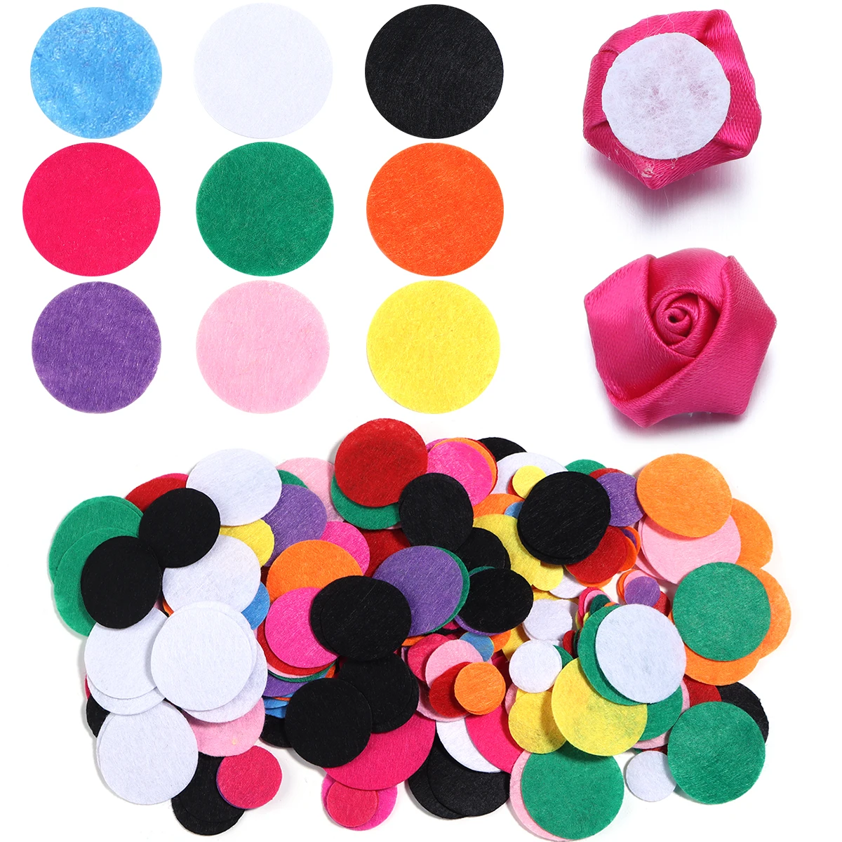 100-300 teile/los Runde Punkte Filz Geschnitten Applikationen Vlies Patches Multisizes DIY Sammelalbum Dekoration Handgemachte Handwerk Zubehör