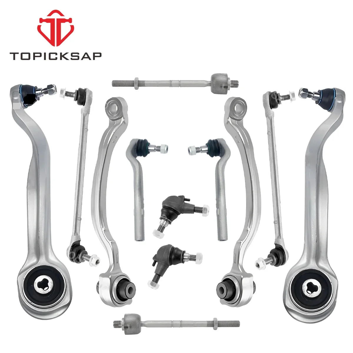 TOPICKSAP 12Pcs Front Lower Control Arm w/Ball Joint Stabilizer Link & Tie Rod Kit for Mercedes W212 E250/E300/E350 2009-2016