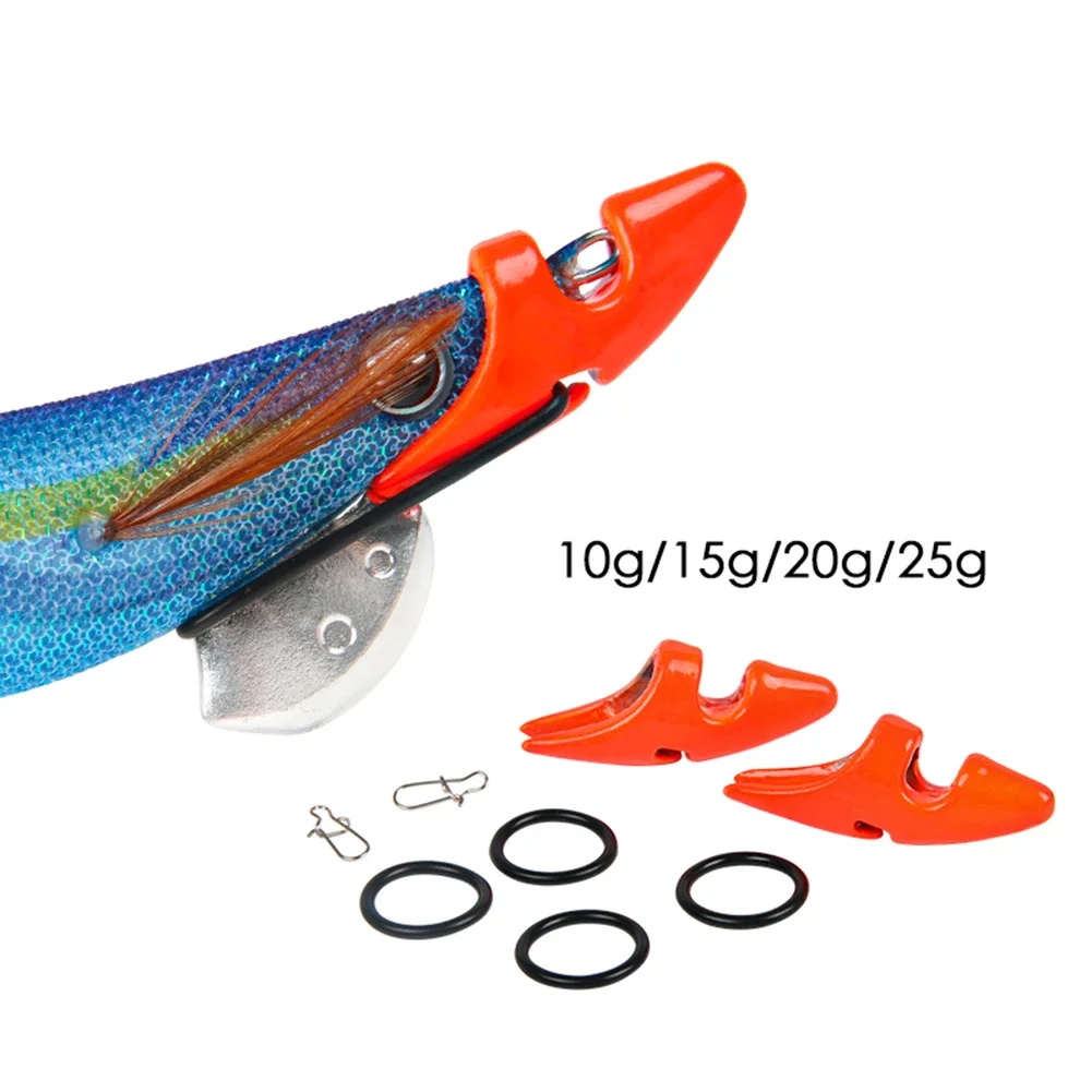 2 pz Legno Gamberetti Egi Calamari Richiamo di Pesca Jig Piombo EGI Zavorra Per Punta Run Piombo Modificato Head10g/15g/20g/25g Forniture Per la Pesca