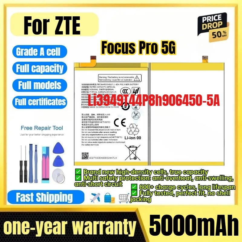 Li3949T44P8h906450-5A for ZTE Focus Pro 5G Phone Battery 0Cycle High Quality High Capacity Battery Replacement Bateria with Tool