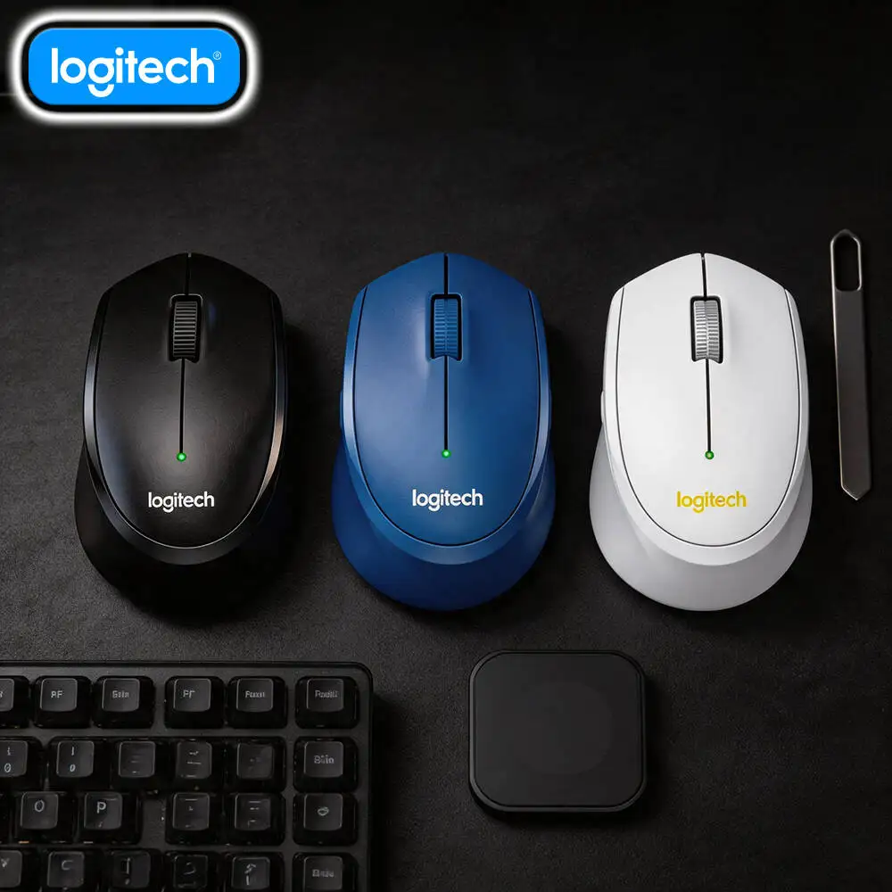 Logitech M330 Silent Cordless Mouse 2.4GHz USB Nano Receiver Slow Recharge for PC Mac Laptop Office Workstation Stand
