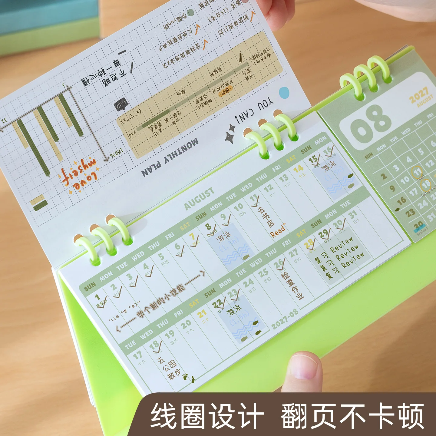 2027 New Desk Calendar, Dopamine Color Advent Calendar, Writable Multi-functional Planner for Habit Tracking, Office & Study