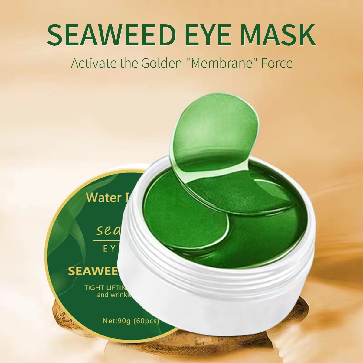 60 Pieces of Seaweed Hyaluronic Acid Darkening Eye Mask, Collagen Eye Patch, Facial Care Product