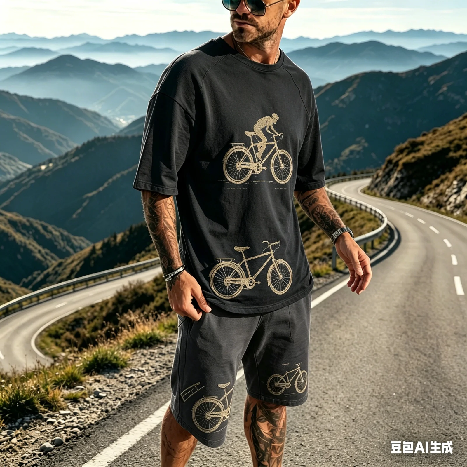 BICYCLE THEMED T SHIRT CYCLING SET RETRO STYLE TWO PIECE T SHIRT SET NEW MEN S QUICK DRYING CYCLING JERSEY