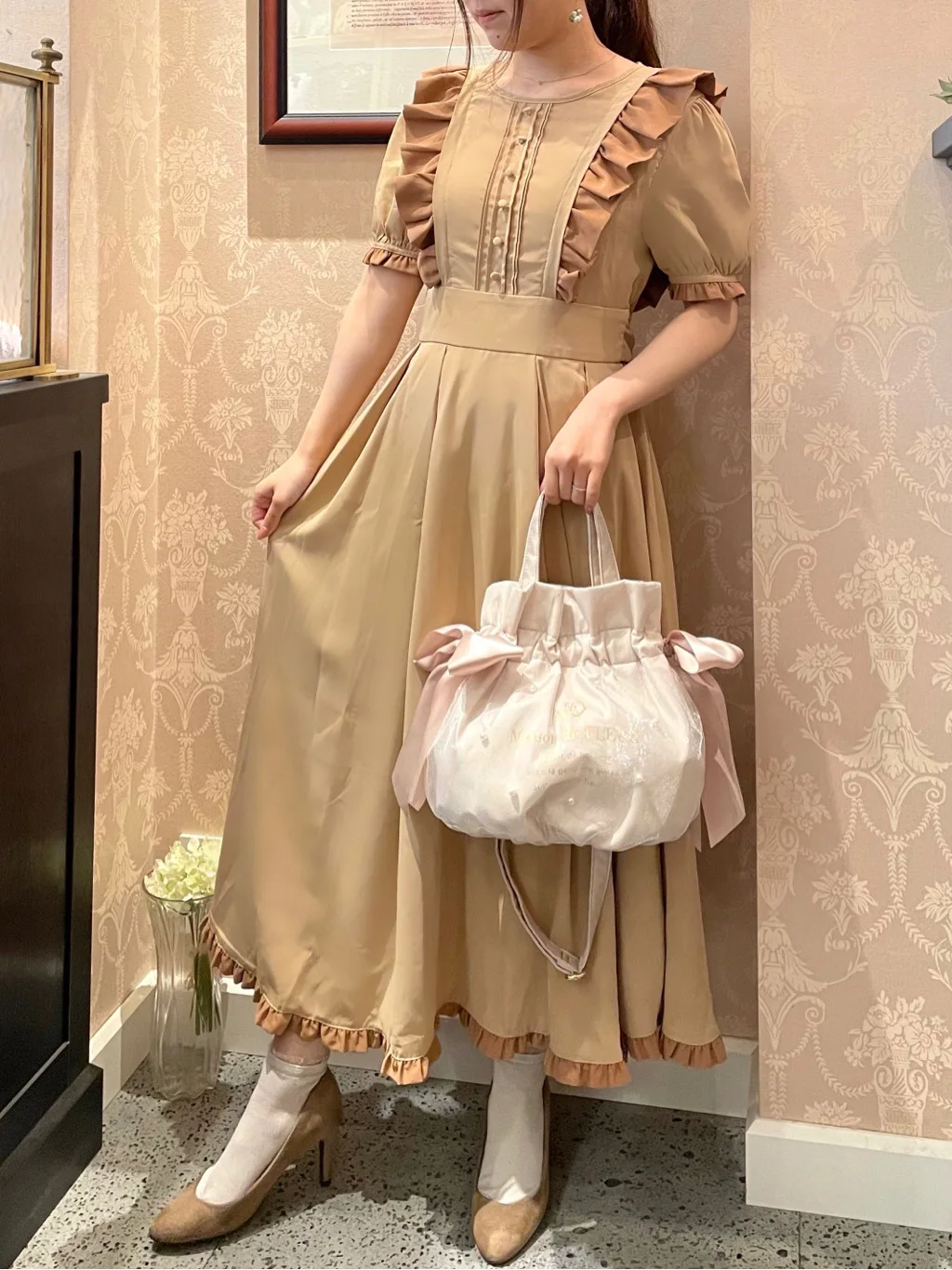 Japanese Style Sweet and Cute Women's New Shoulder Bags Fashionable Elegant All-Match Pearl Pleated Bow Crossbody Bags Handbag