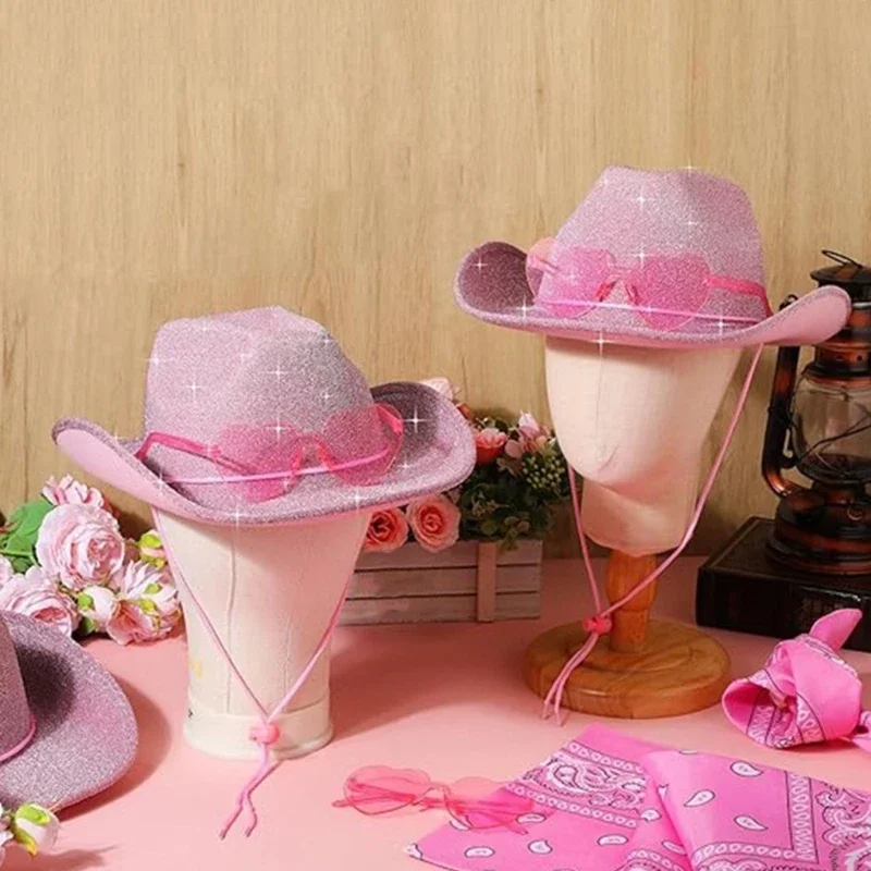 Chapeau Cowboy Rose Avec Bord En Plumes - Accessoire Déguisement Femme Adulte - Léger Et Confortable - 10
