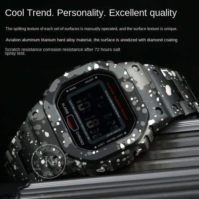 For Casio DW5000 DW5600 GW-5600 GW-5000 small square strap titanium aluminum alloy watch band +metal case A modified Bracelet