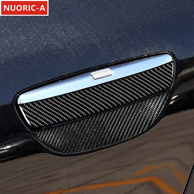 Carbon Fiber Door Handle Bowl Stickers Decoration Cover Trim For Audi A8 2004-2012 Car Styling Exterior Accessories