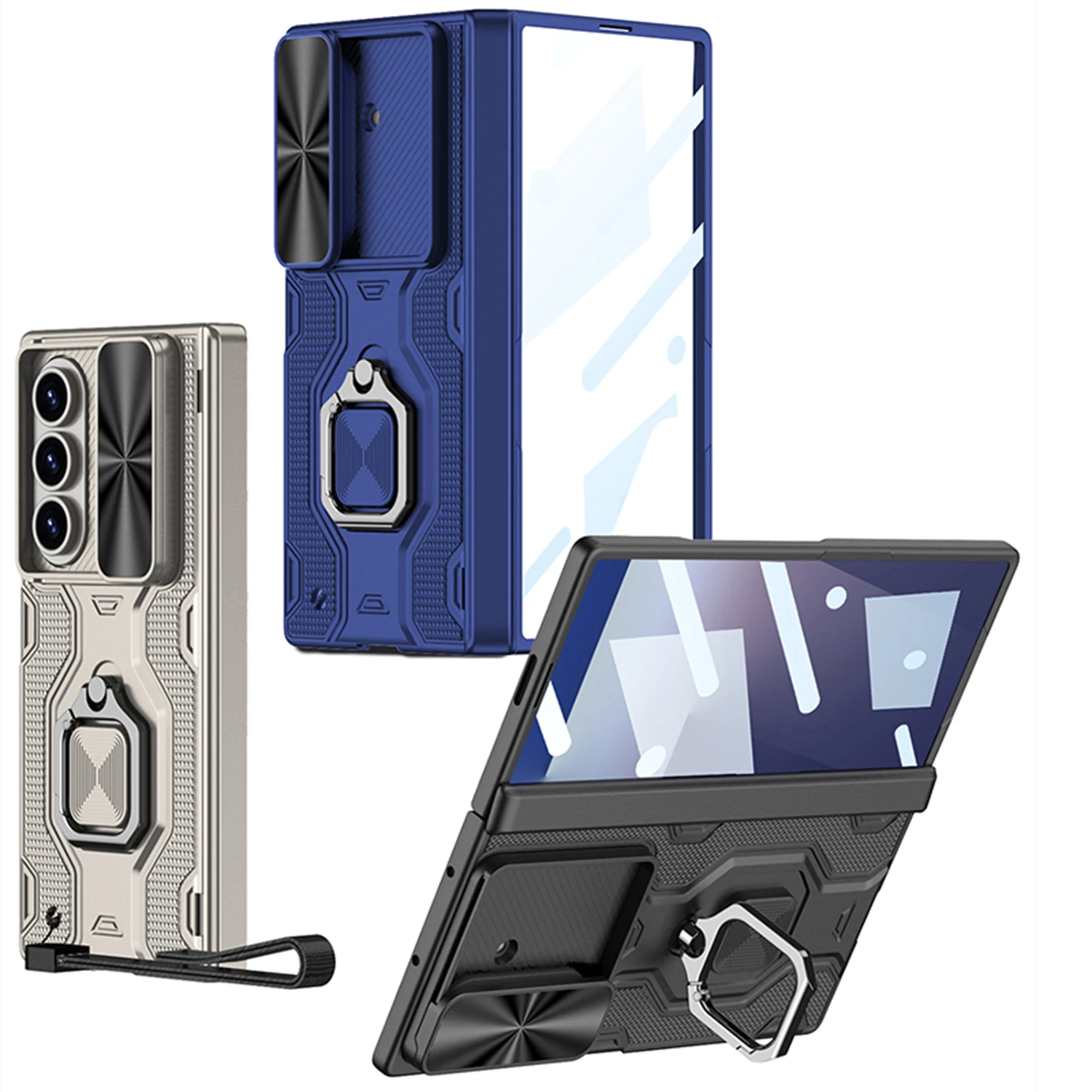 

Чехол для Samsung Z Fold 7, чехол Magsafe с кольцевым держателем и передними чехлами из закаленного стекла, задняя полная крышка для мобильного телефона