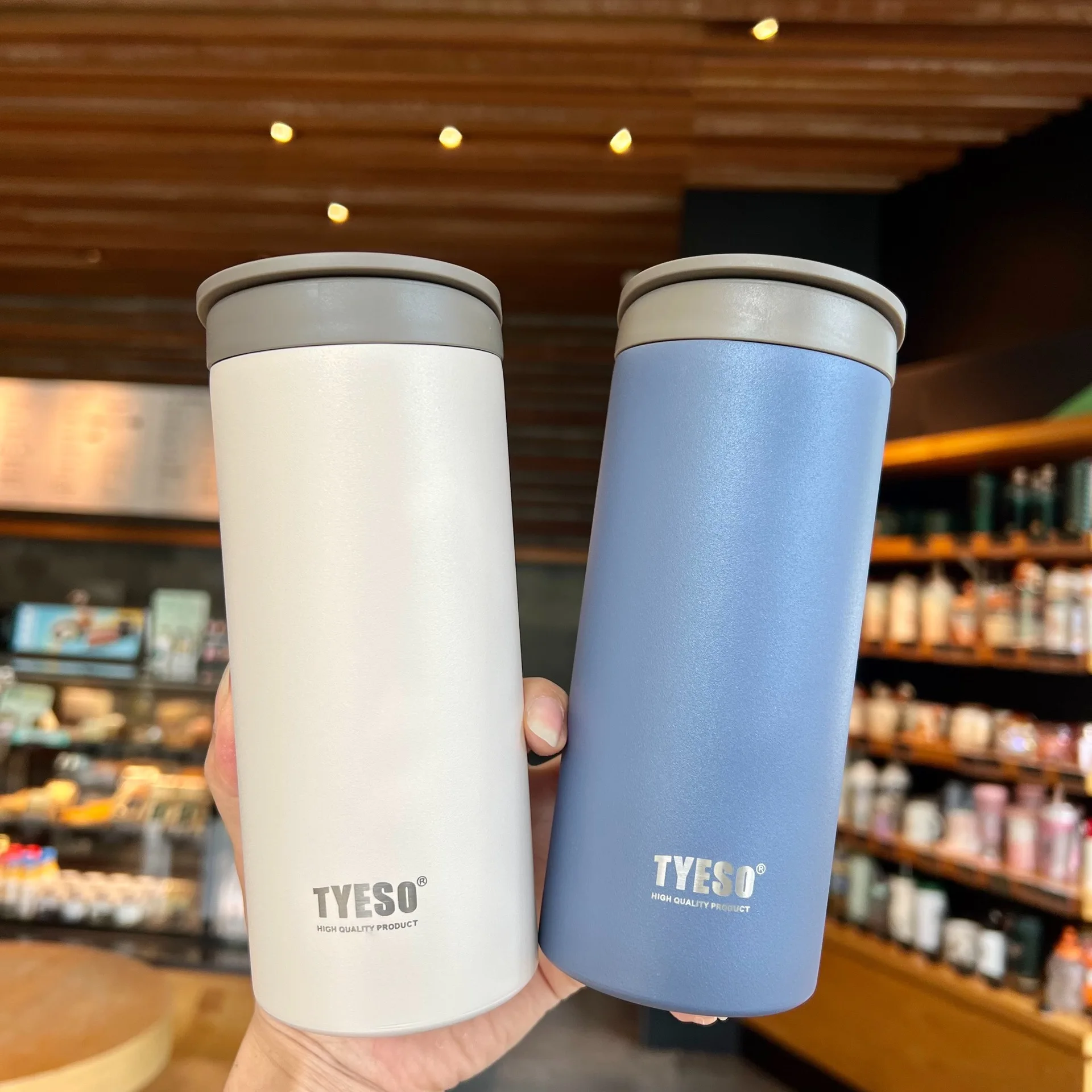 

Stainless Steel Coffee Mug 350ml/500ml Tyeso Double Wtih Lock Leak-Proof Fashion Thermos Mug Lady Vacuum Flask Travel Tumbler