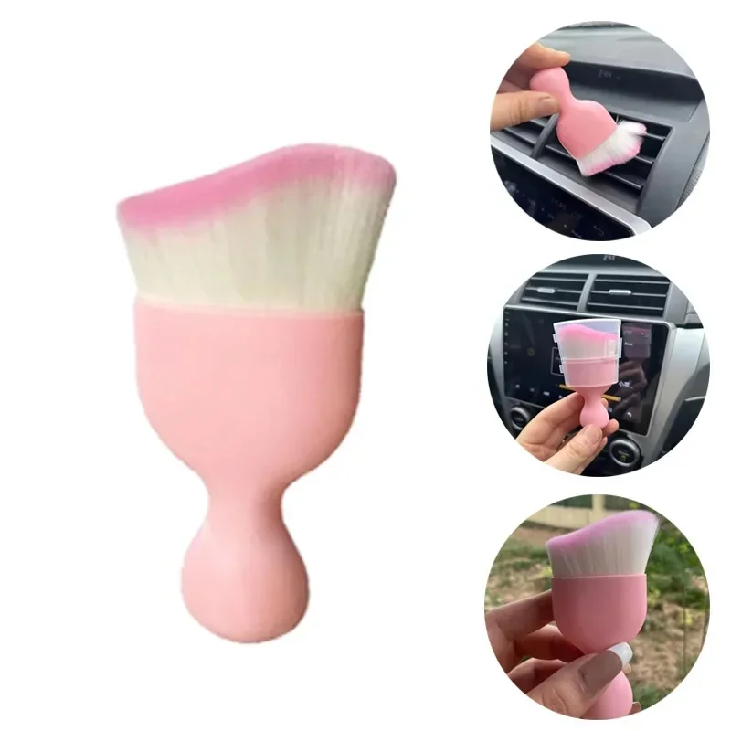 1/3/5Pcs Pink Car Air‑Conditioner Vent Cleaning Brush, Flexible Gap Dust Removal Tool for Car Interior Detailing