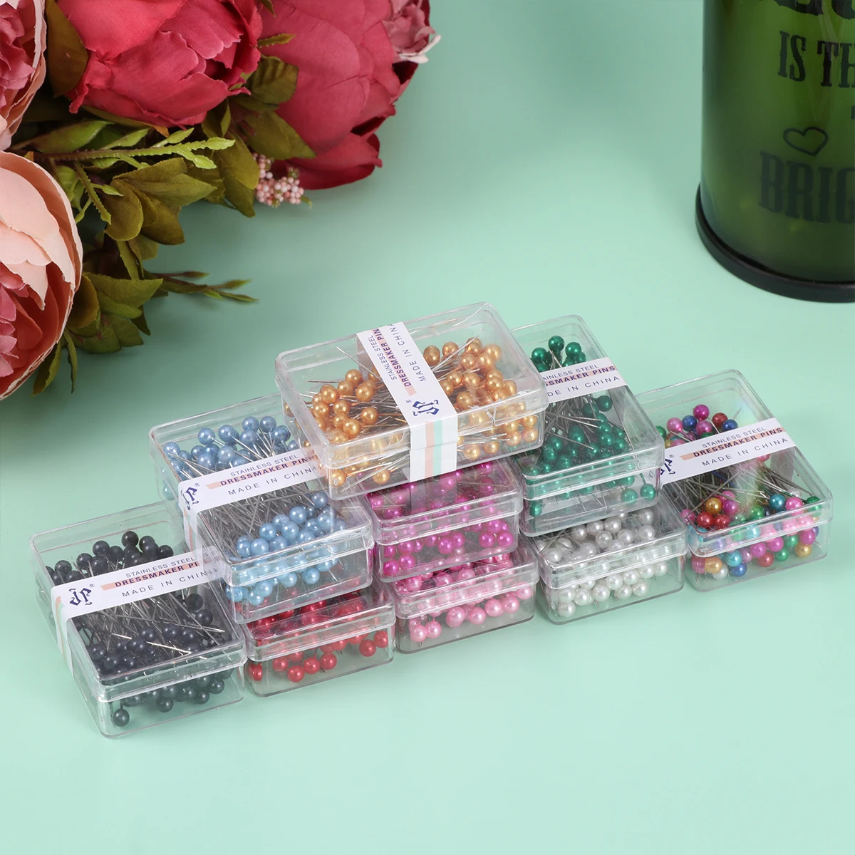 

1200 Pcs Attractive Color Bead Head Push Pins for Bulletin Boards Fabric and DIY Projects
