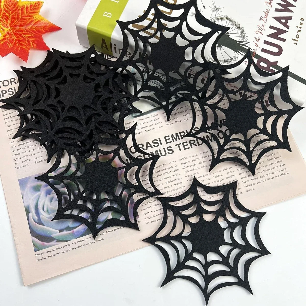 2/4Pcs Non-Woven Spider Web Coaster Holloween Black Coaster For Halloween Party HomeDecorations Trick Or Treat Toy Supplies