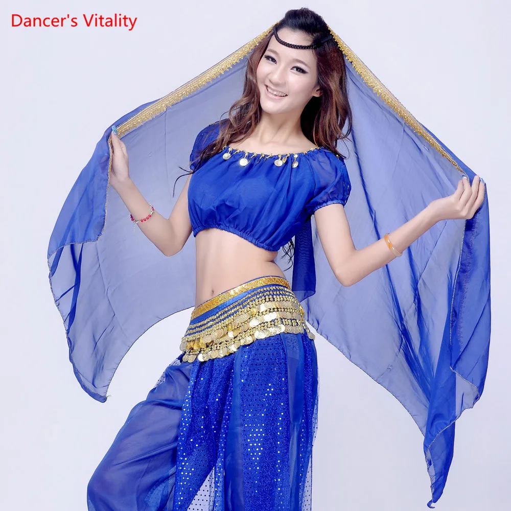 Chiffon Sari Dancewear India Belly Dancing Clothes Head Wrap Scarf Headpiece Bollywood Dance Costume Head Veils